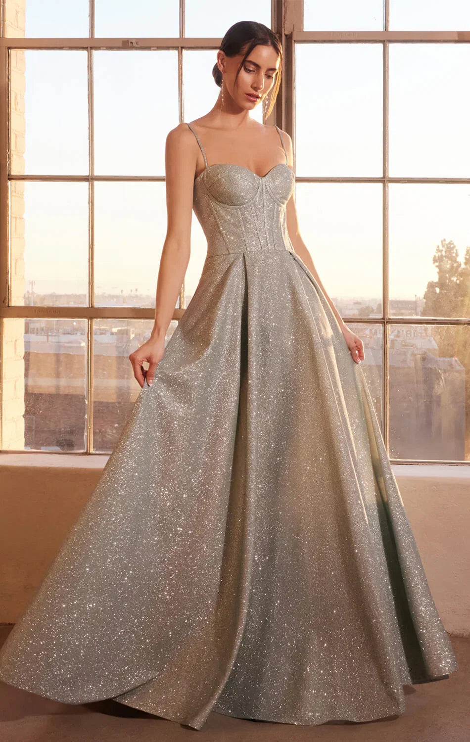 Krista Gown Glitter Dusted A line Bustier Dress