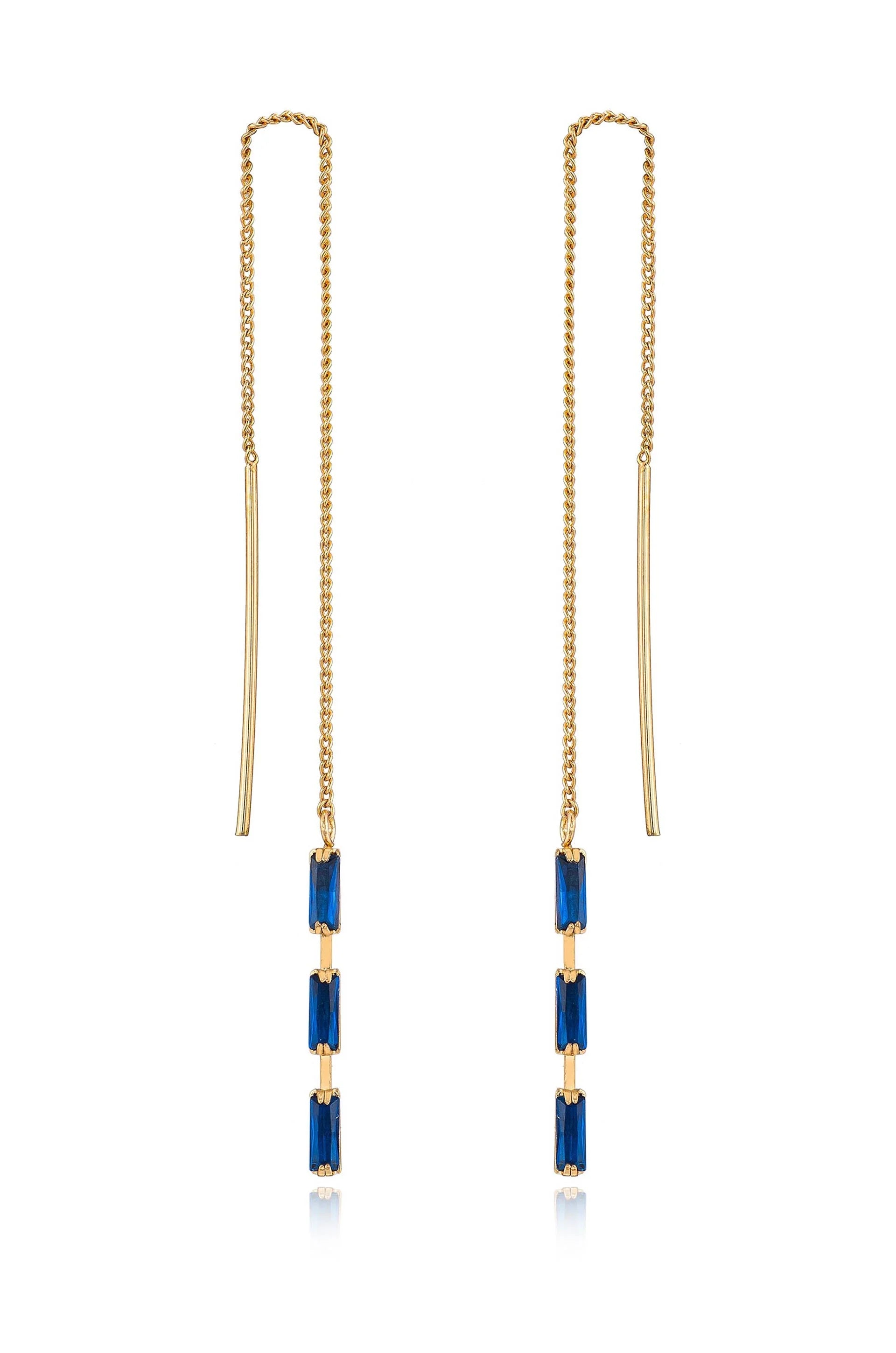 Crystal Baguette Threader Earrings