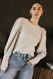 Lettie Waffle Knit Top in Cream FINAL SALE