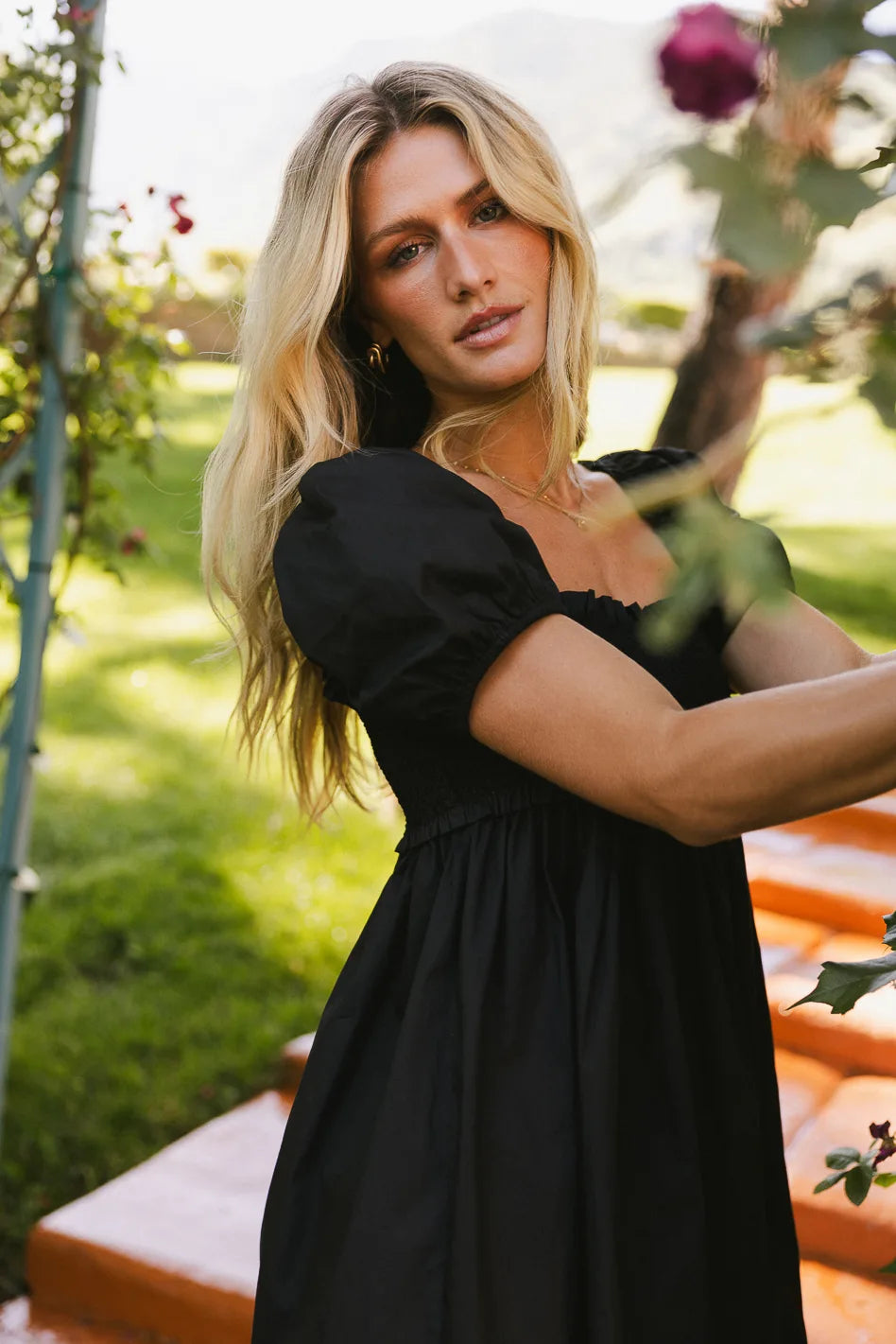 Haven Smocked Mini Dress in Black FINAL SALE