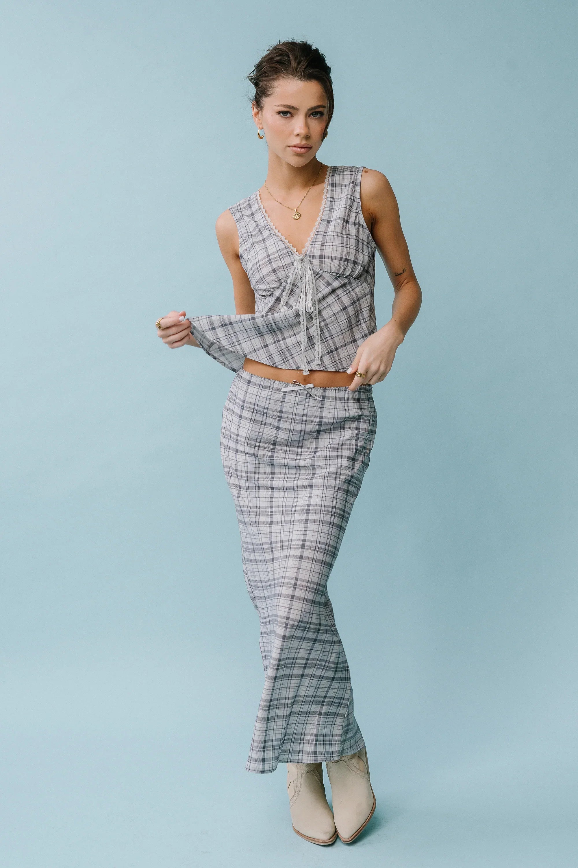 Jenna Plaid Blouse in Blue
