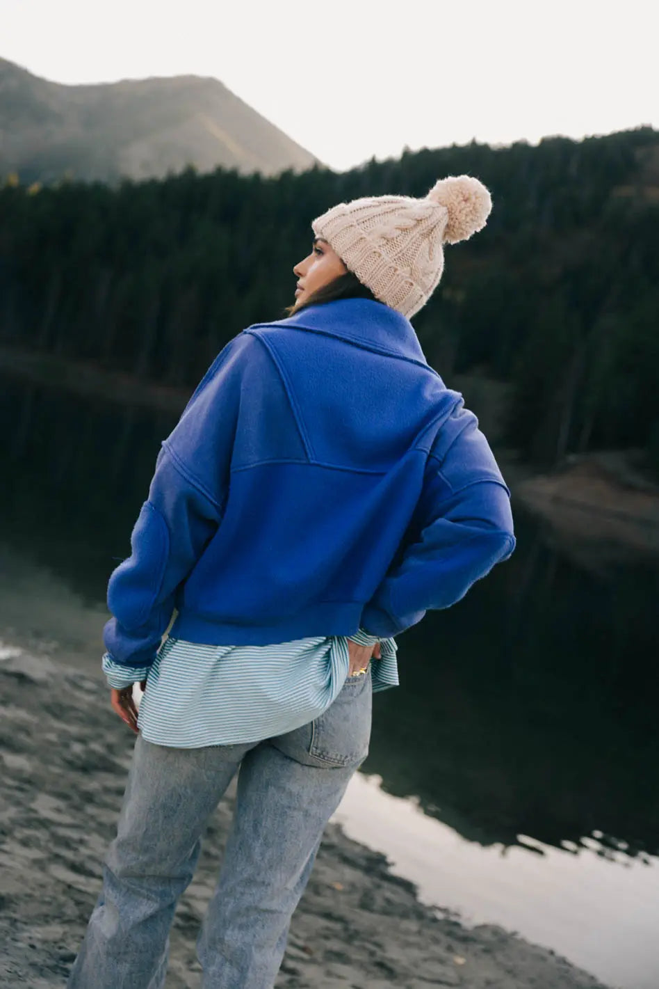 Mickey Half Zip Sweatshirt in Blue FINAL SALE