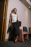 Gigi Polka Dot Midi Skirt in Black