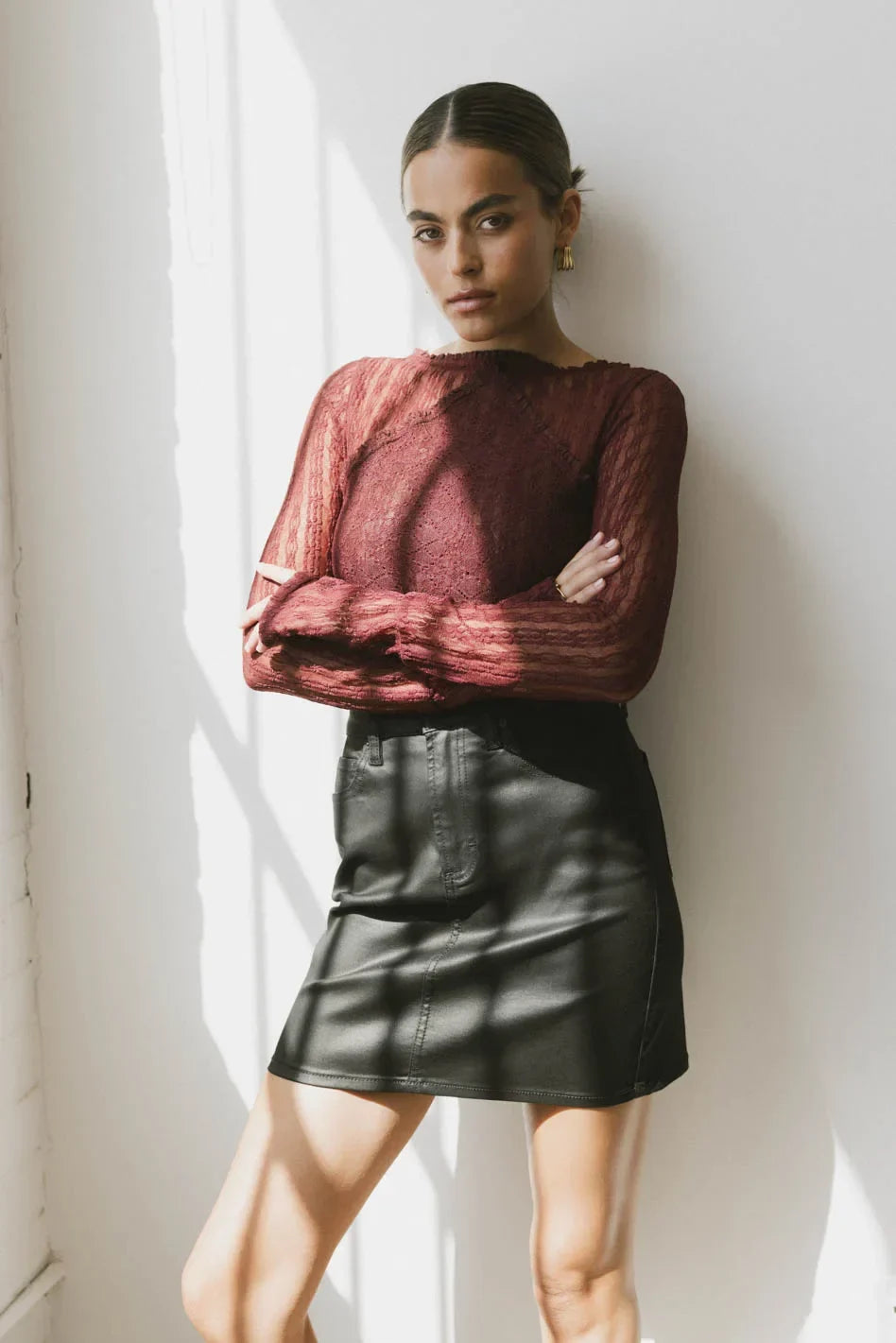 Linnea Lace Top in Burgundy FINAL SALE