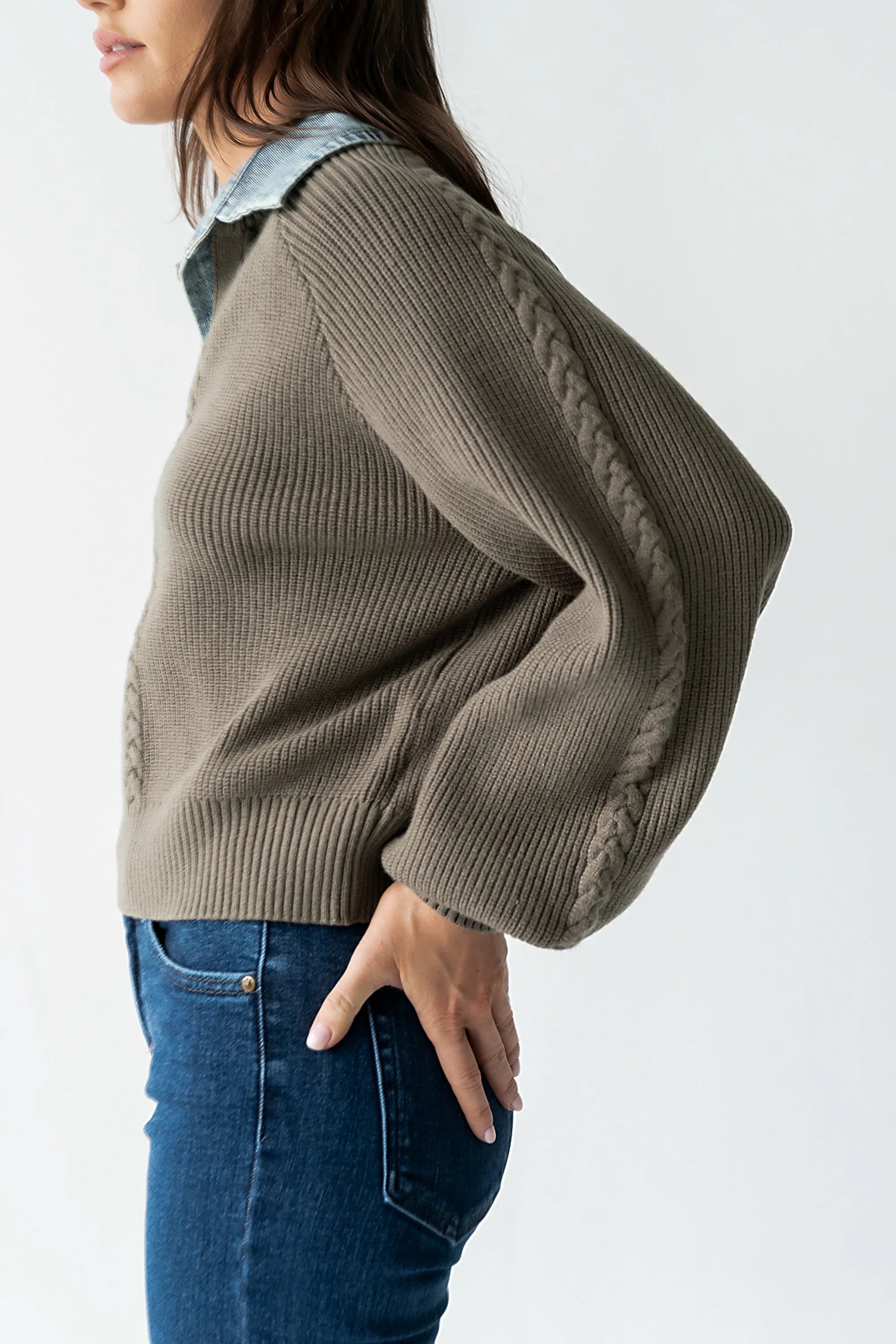 Melissa Contrast Sweater in Olive