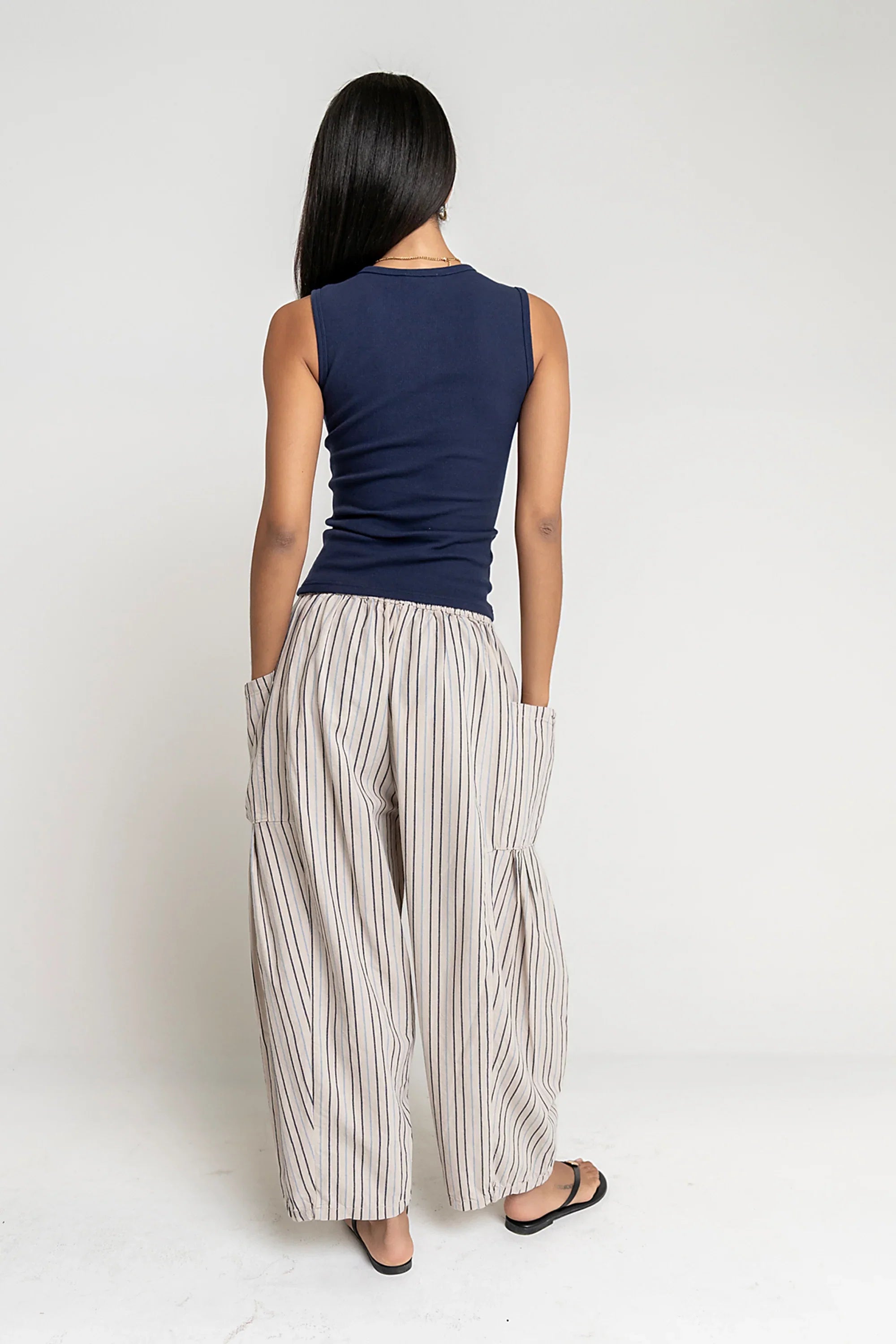 Colleen Striped Baggy Pants in Natural