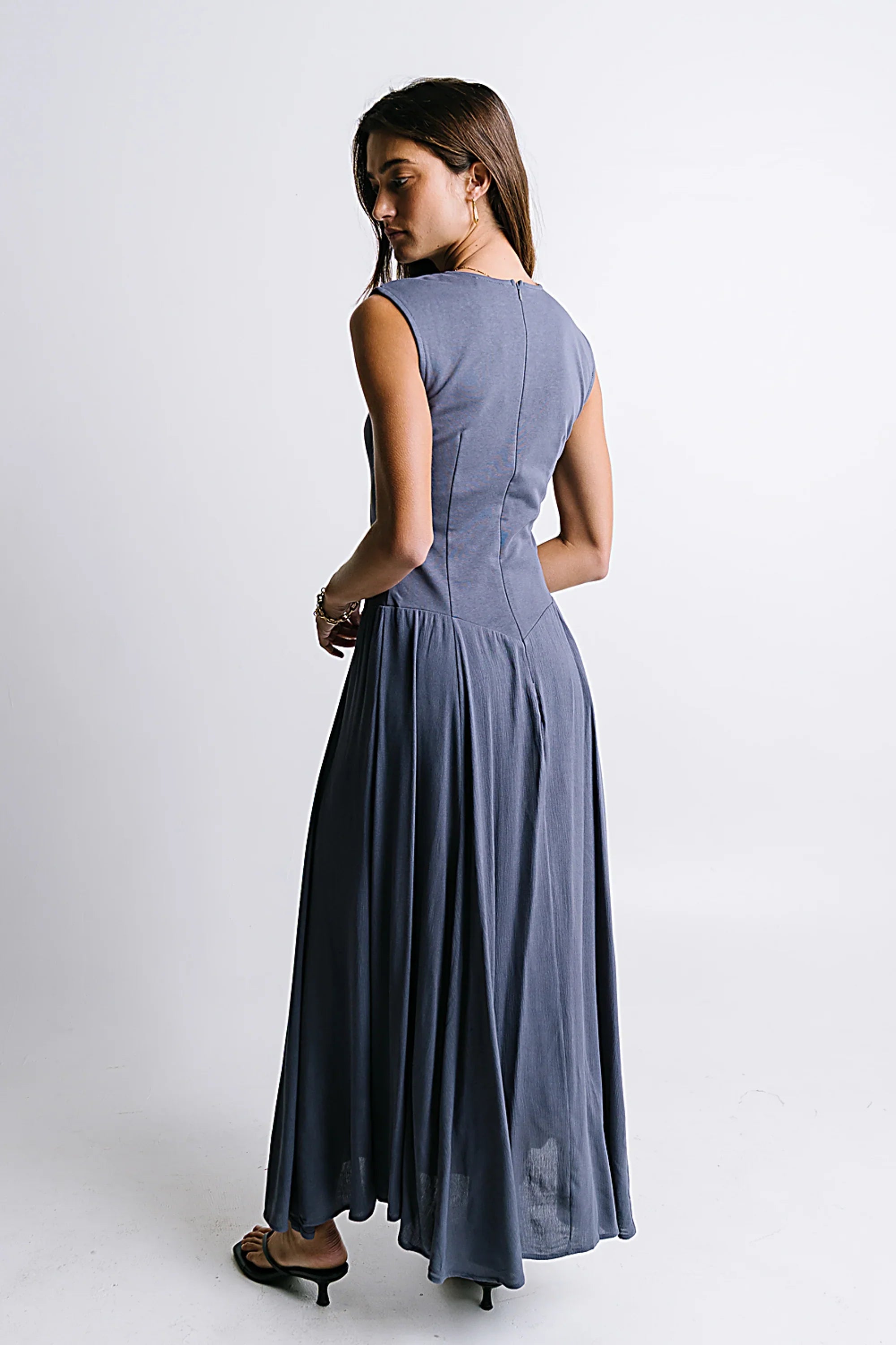 Charles Maxi Dress in Slate Blue FINAL SALE