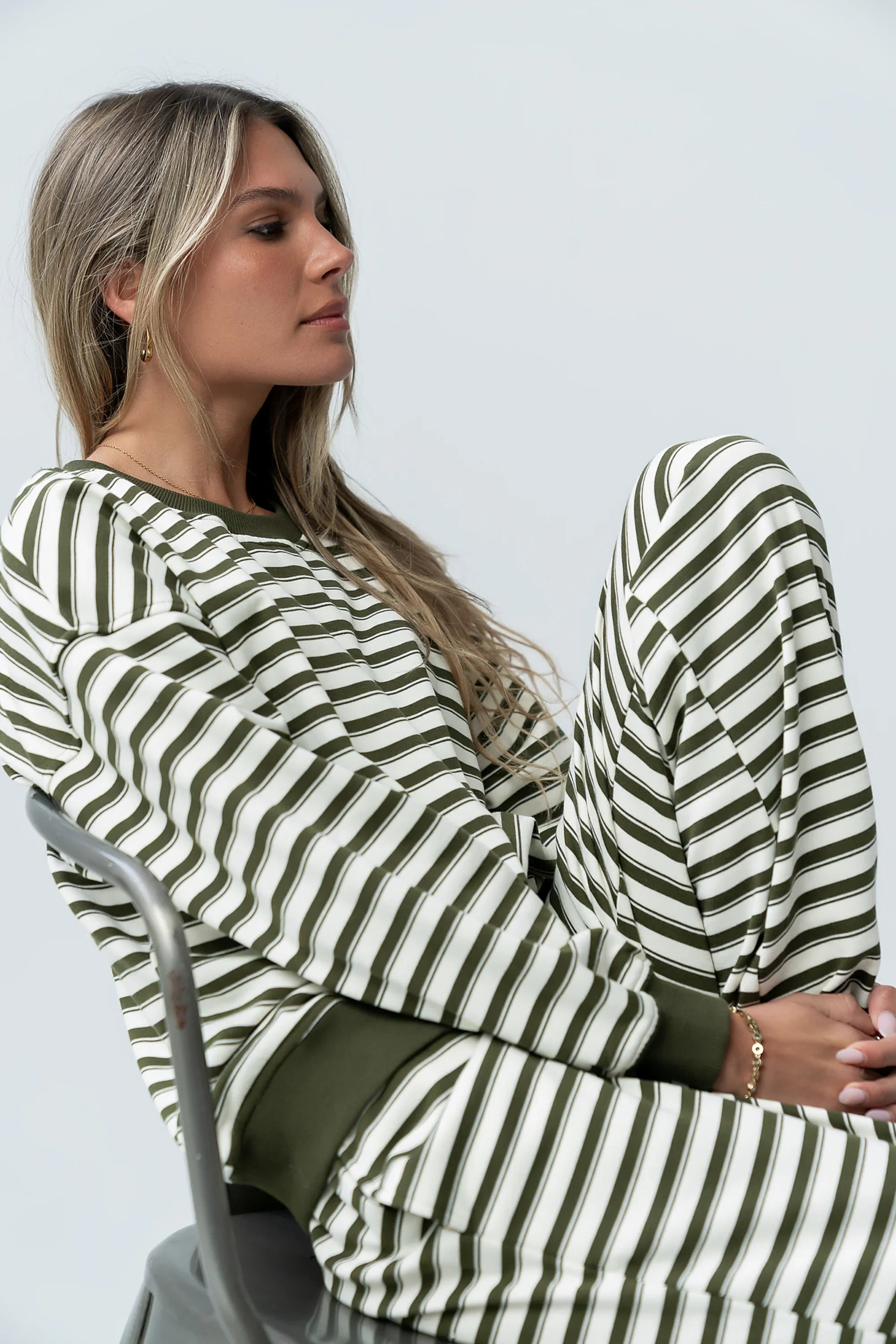 Taya Striped Sweater in Olive FINAL SALE