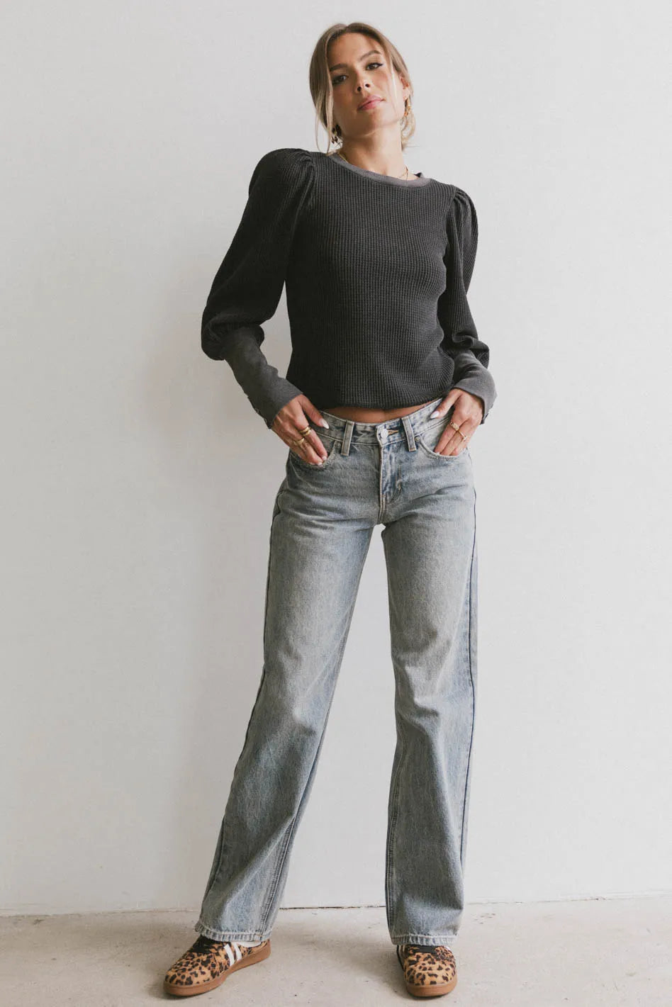 Lettie Waffle Knit Top in Black FINAL SALE