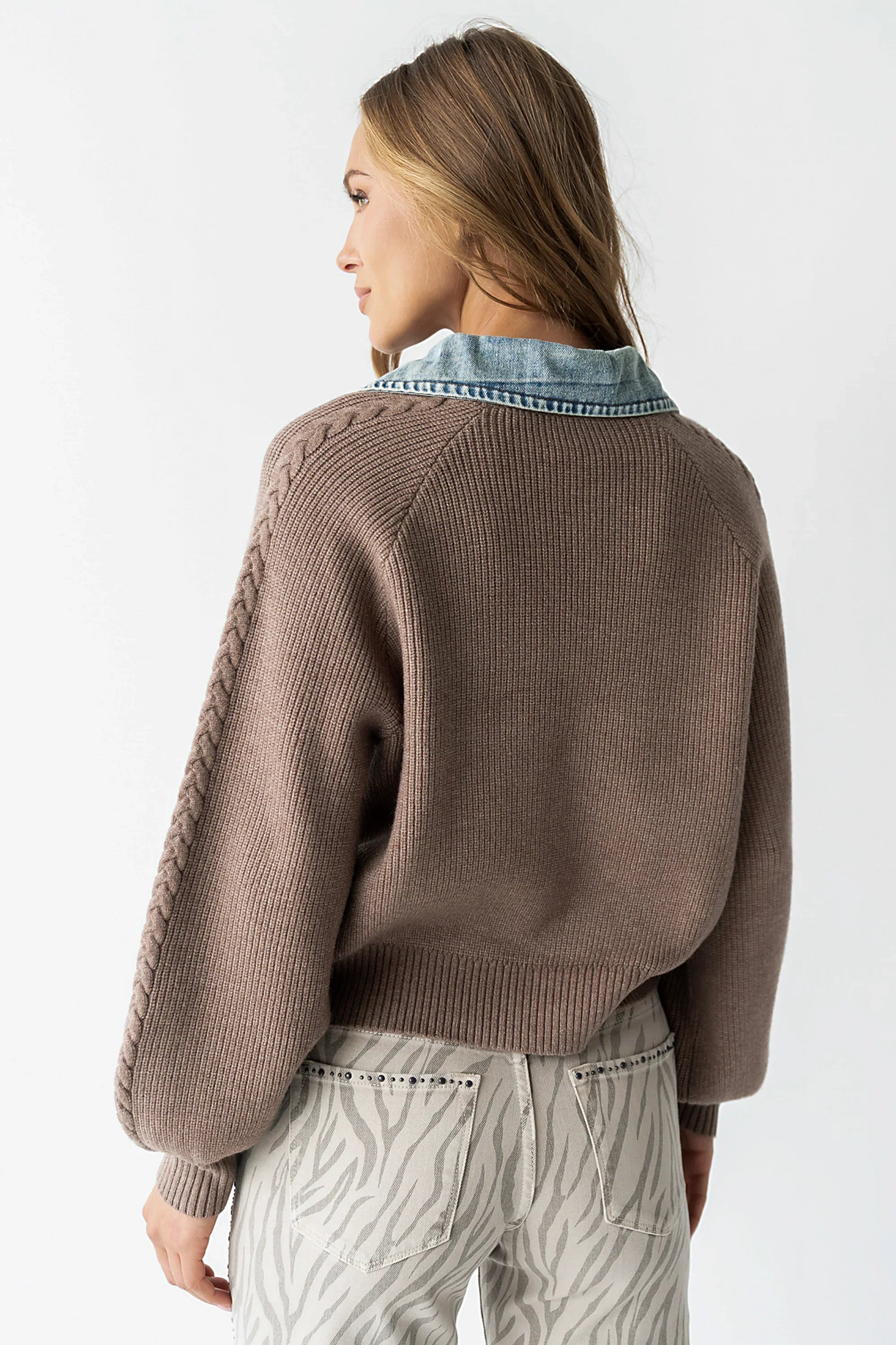 Melissa Contrast Sweater in Mocha FINAL SALE