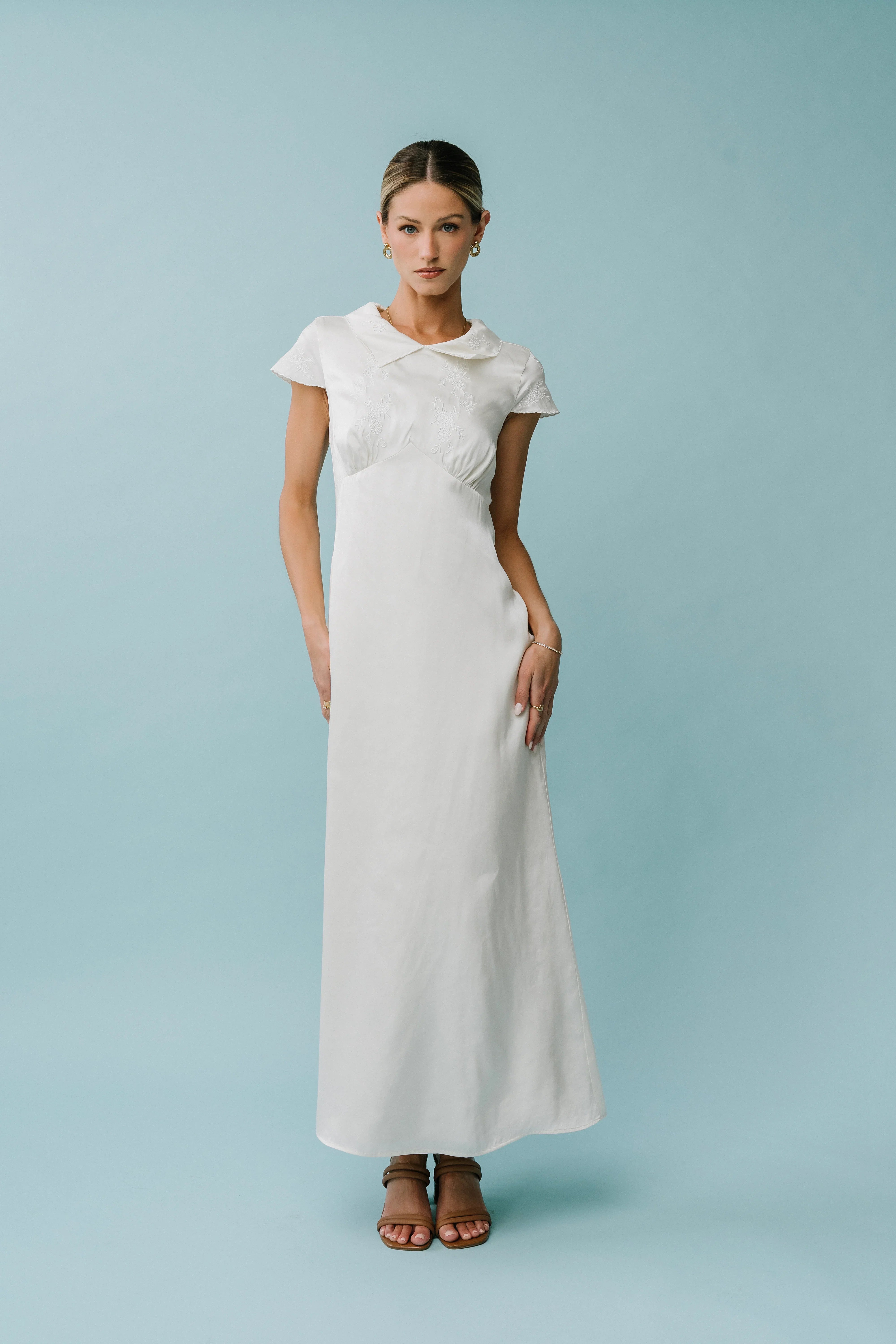 Tammy Embroidered Maxi Dress in Ivory