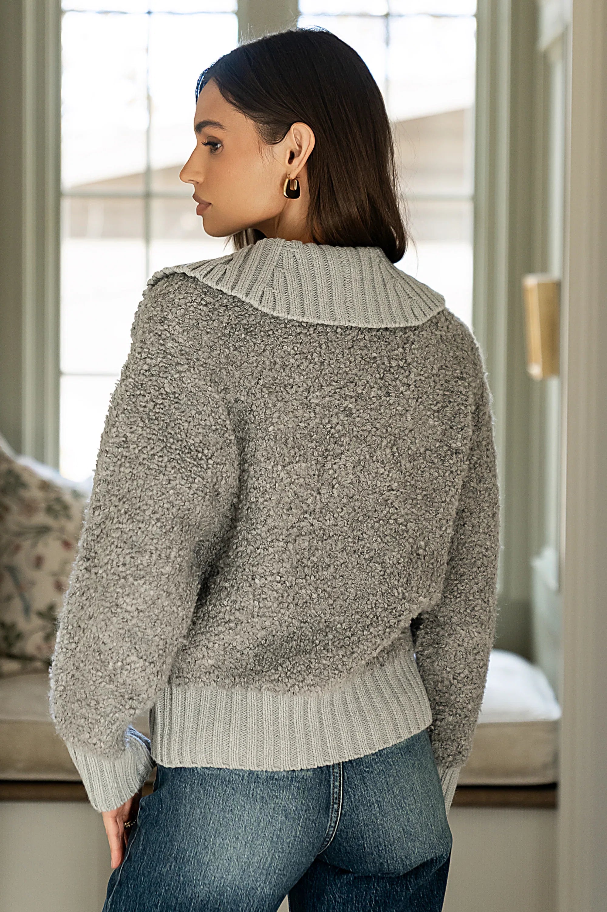 Jonah Collared Cardigan in Grey FINAL SALE