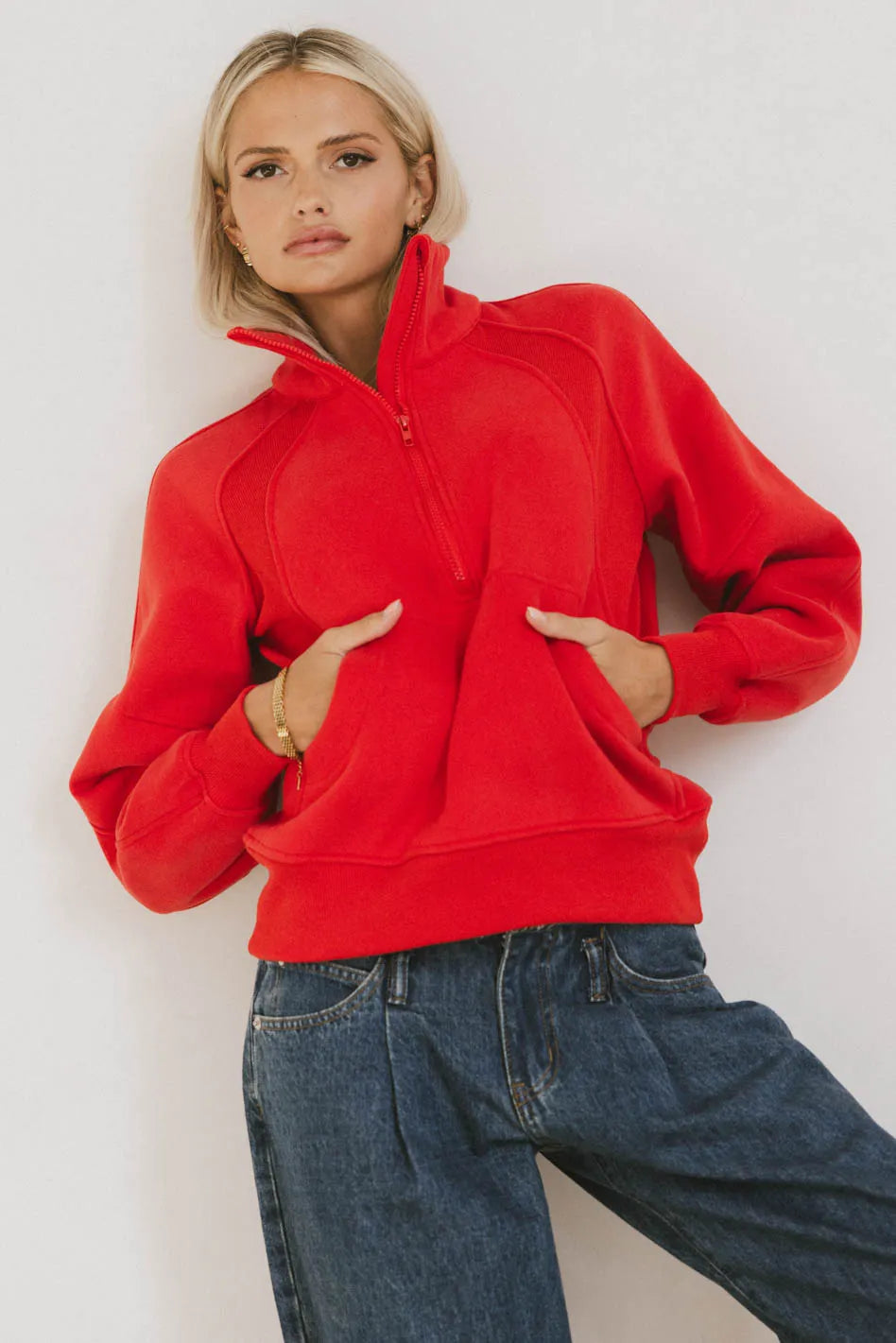 Krista Half Zip in Red FINAL SALE