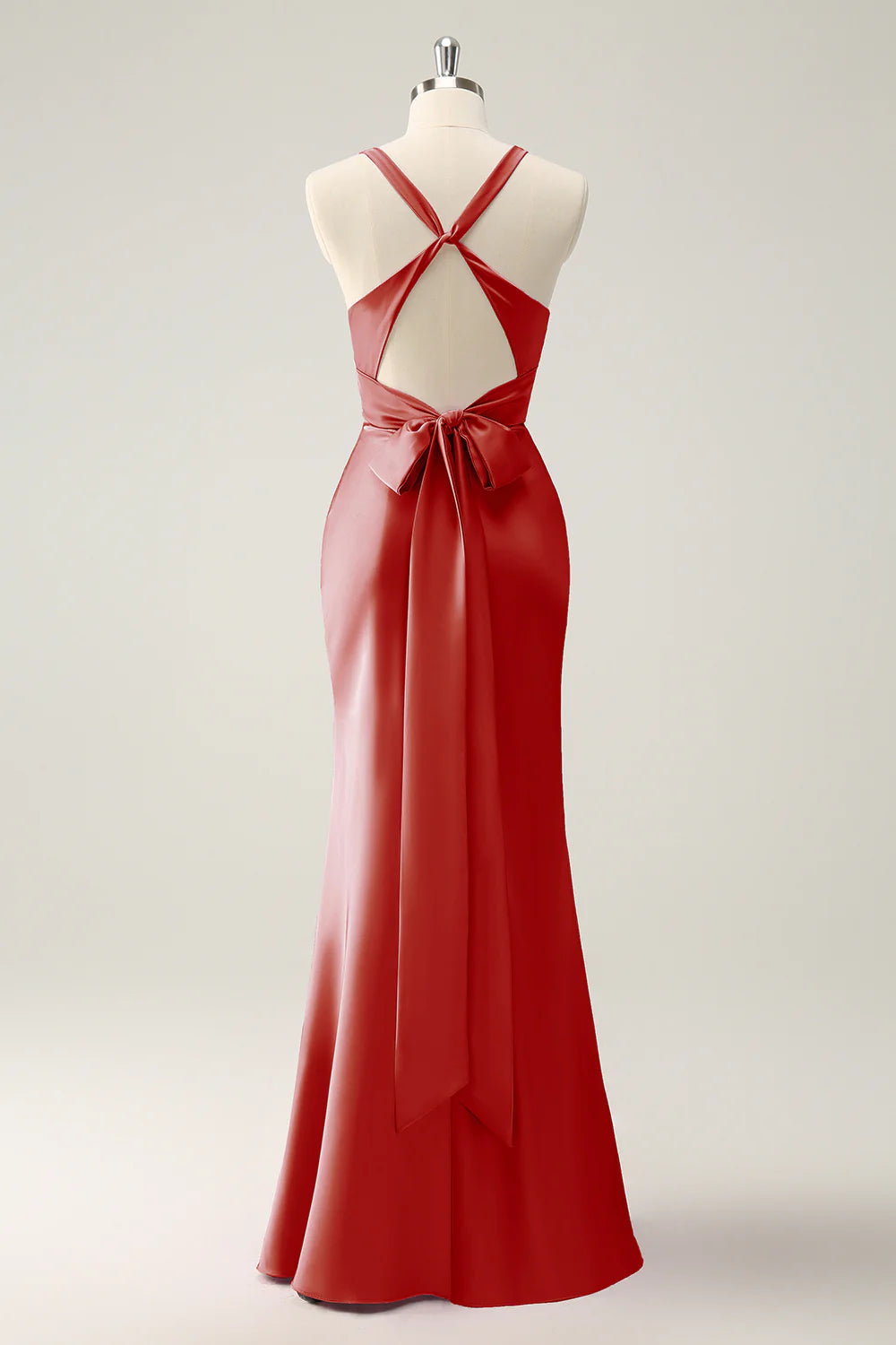 Elegant Pink Mermaid Deep V Neck Long Bridesmaid Dress with Lace Up Back