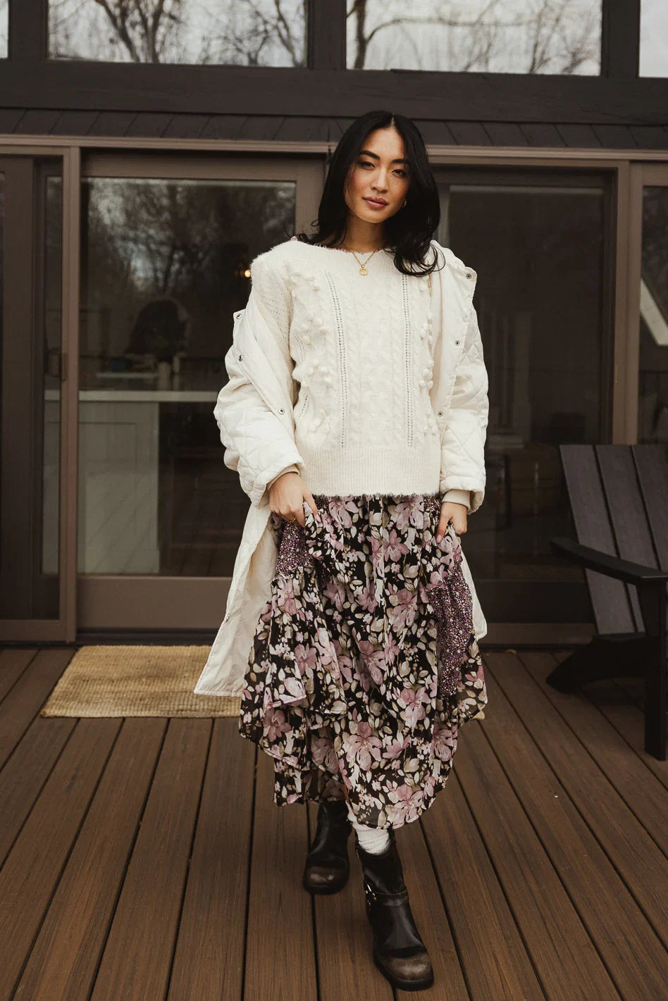Dakota Cable Knit Sweater in Ivory FINAL SALE