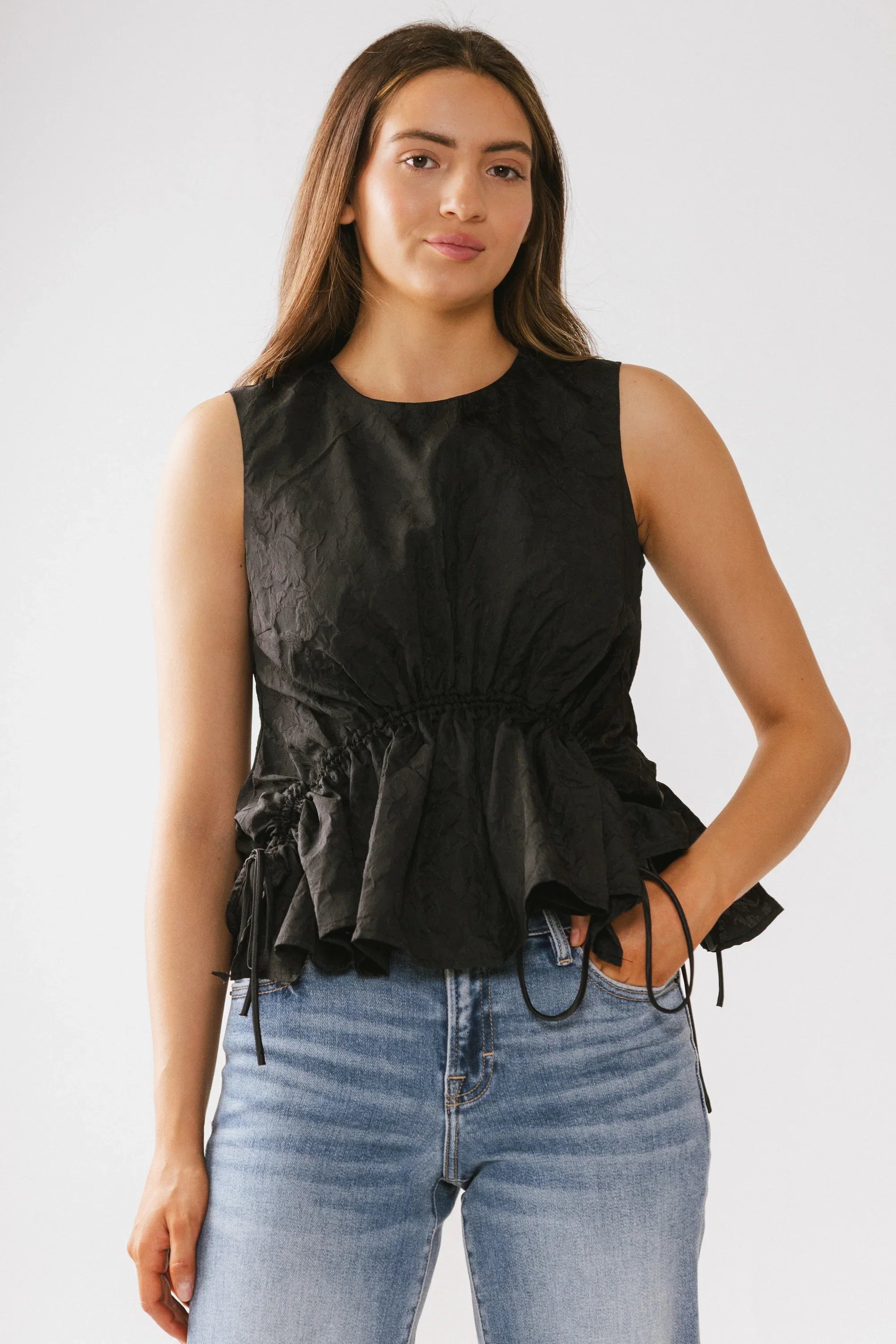 Miranda Textured Blouse in Black FINAL SALE