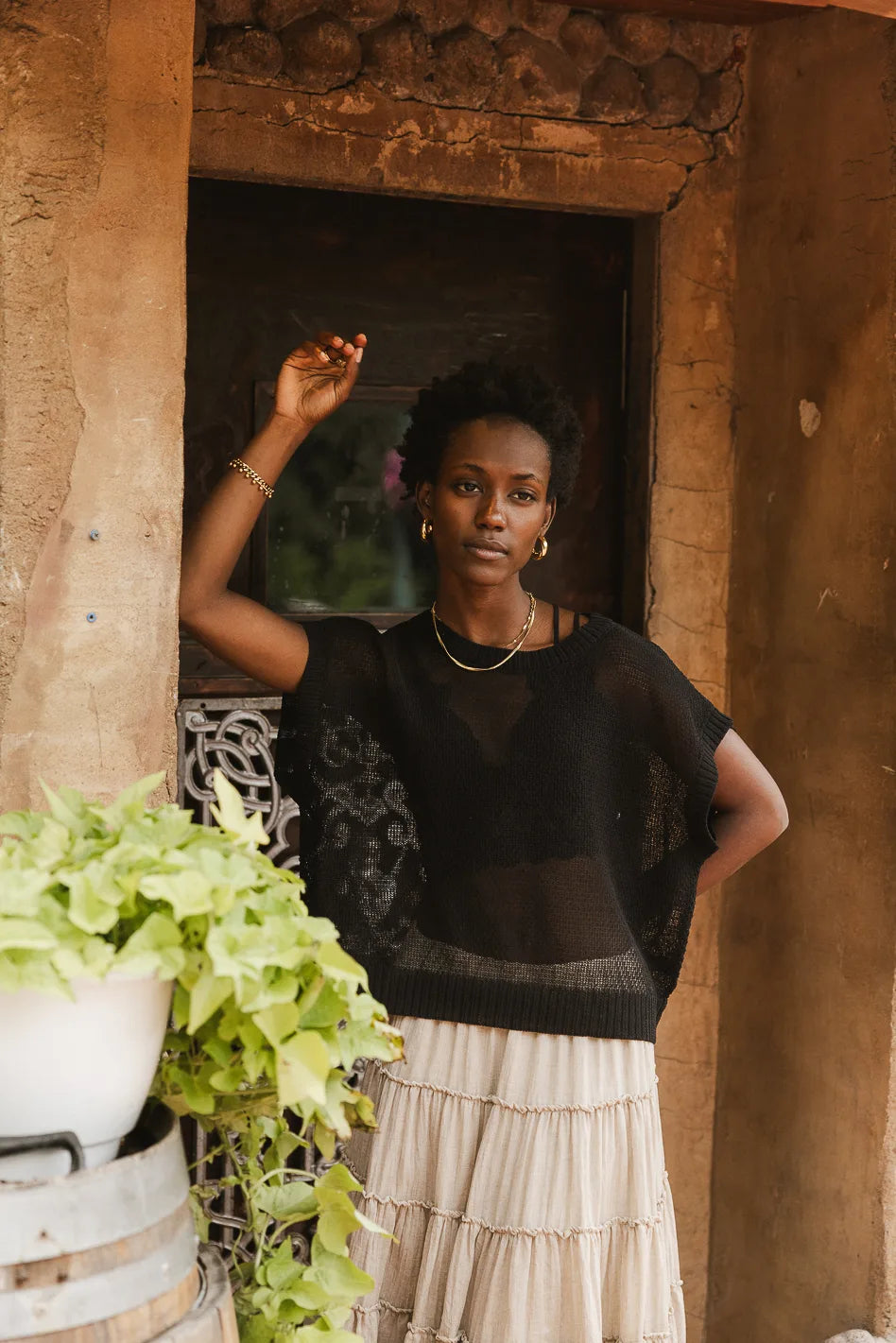 Soraya Sheer Sweater Top in Black FINAL SALE