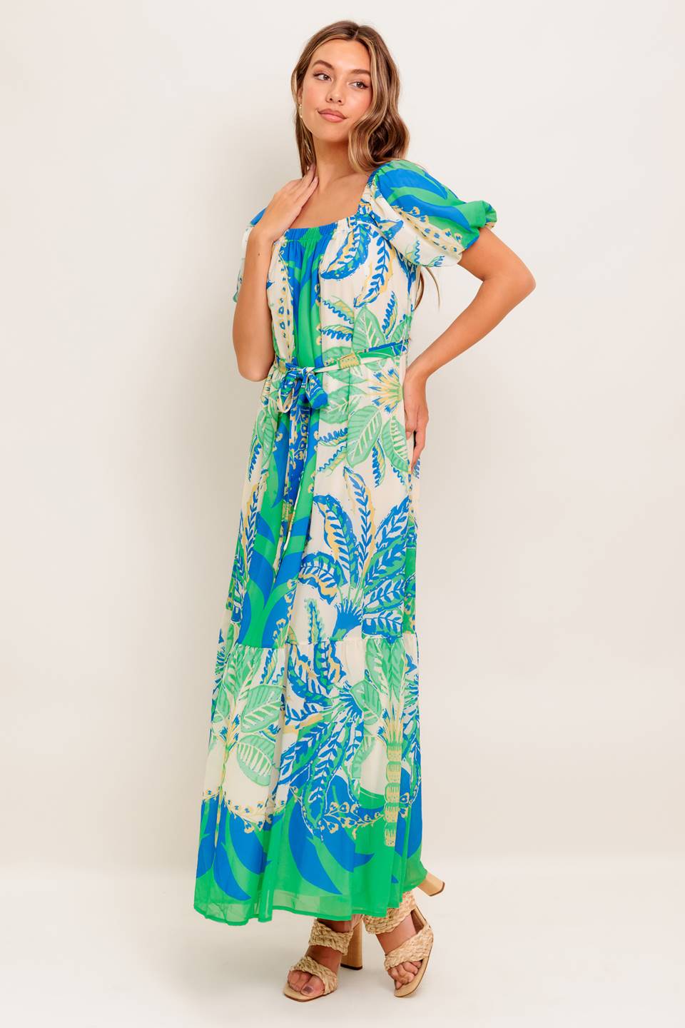 MADDISON MAXI DRESS GREEN BLUE
