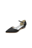 Lace One strap Buckle Pointed Toe Mules