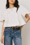 Isha Pleated Top in White FINAL SALE
