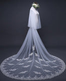 Ivory Tulle Lace Cathedral Veil Blusher Veil