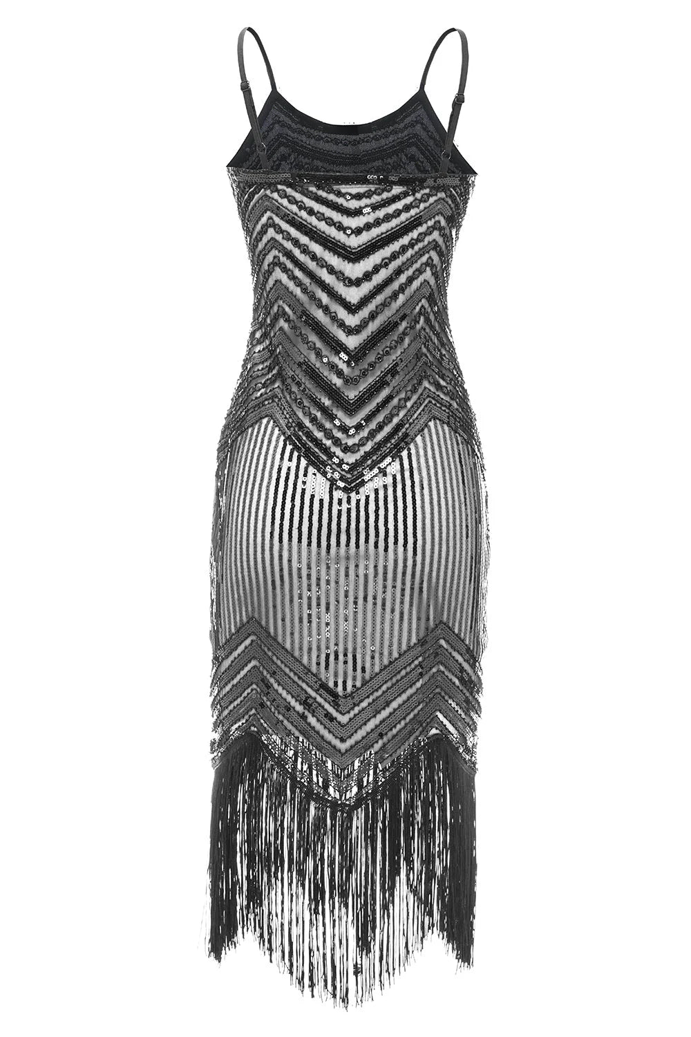Bodycon Spaghetti Straps Fringed Vintage Party Sequin Dress
