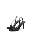 Square Toe Stiletto Black High Heels with Beading