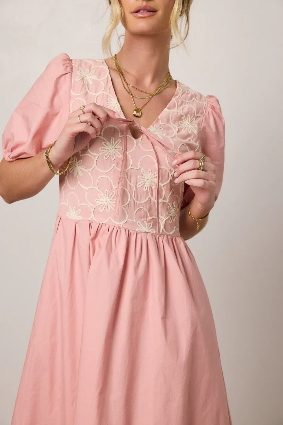 Jozette Floral Midi Dress in Pink FINAL SALE