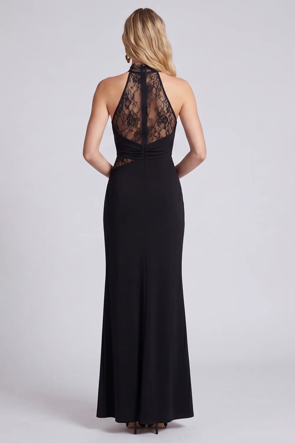 Black Lace High Neck Mermaid Formal Dress