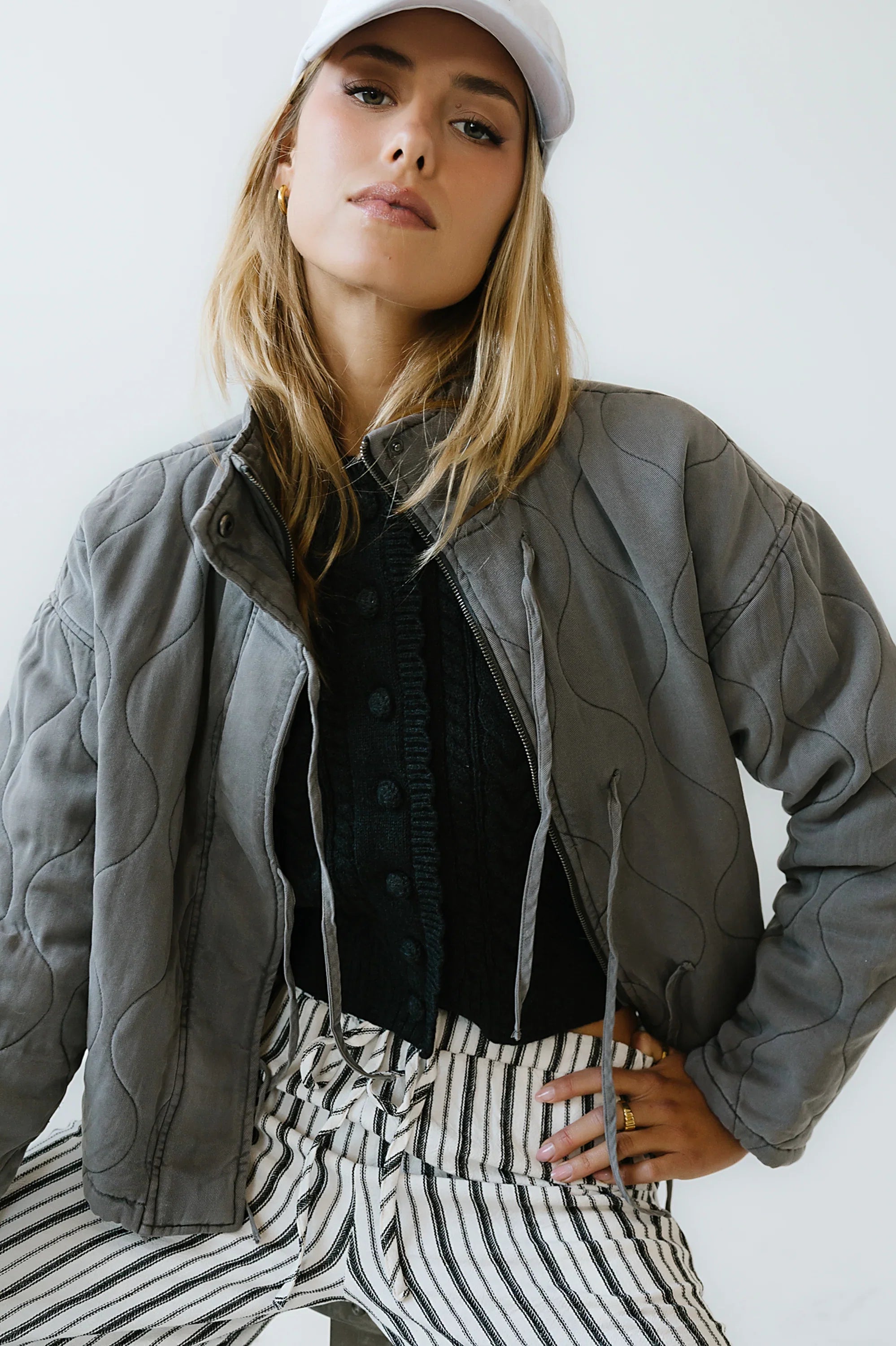 Quinn Quilted Jacket in Charcoal FINAL SALE