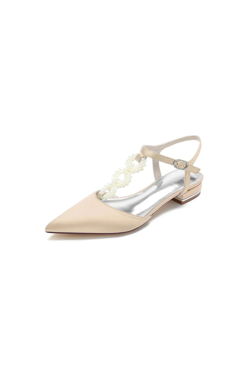 Pearl Strap Pointed Toe Flats