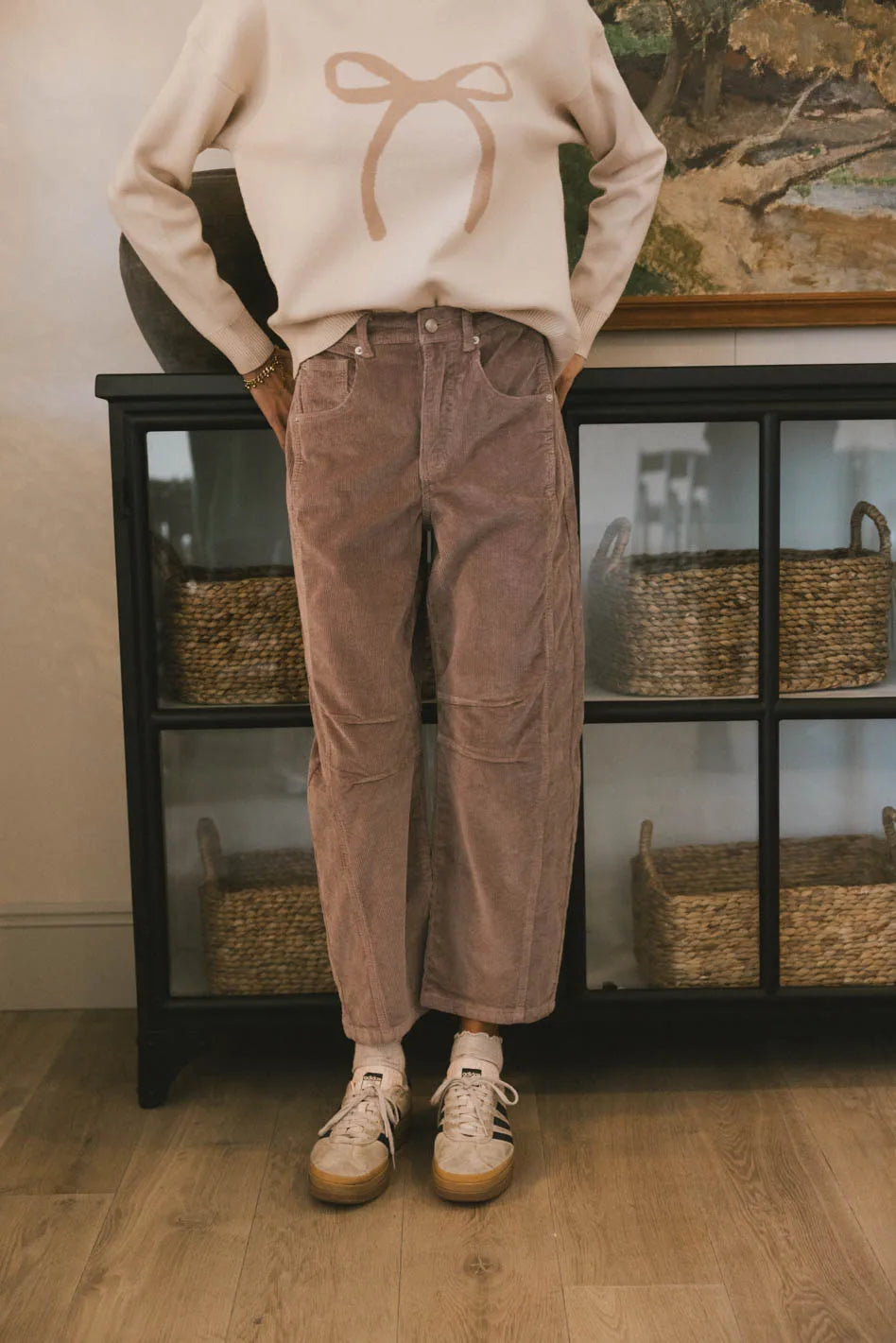 Lisette Barrel Jean in Mauve Courduroy FINAL SALE