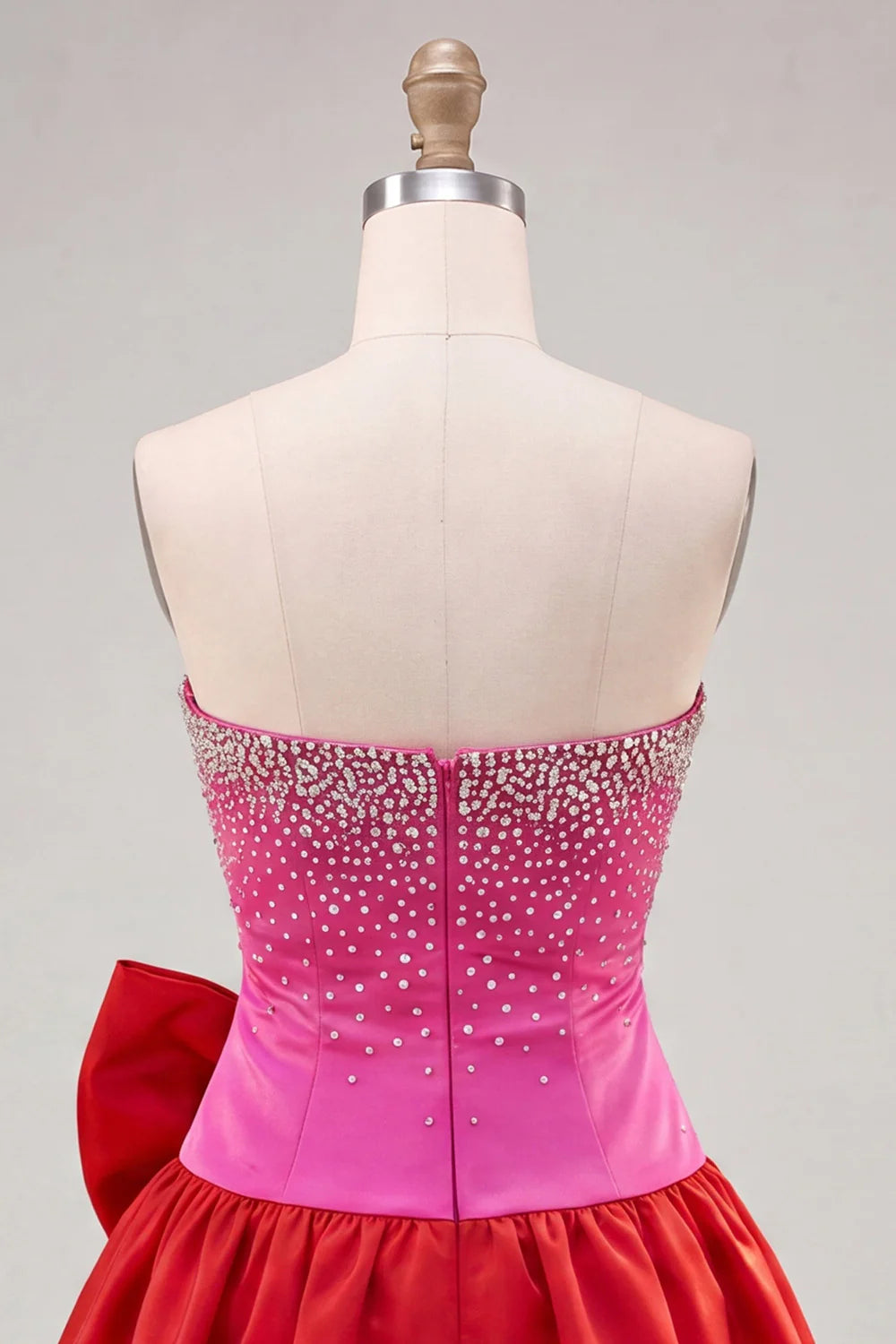 Beaded A Line Strapless Blue Homecoming Dress with Bow