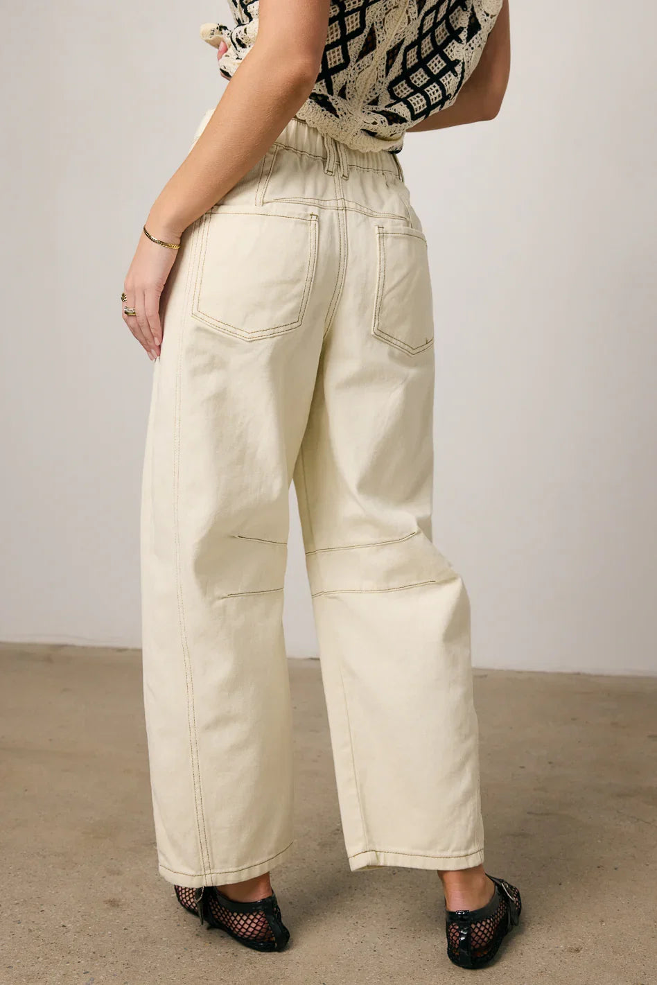 Lisette Barrel Jeans in Cream FINAL SALE