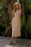 Vaeda Ribbed Tie Dress in Tan FINAL SALE