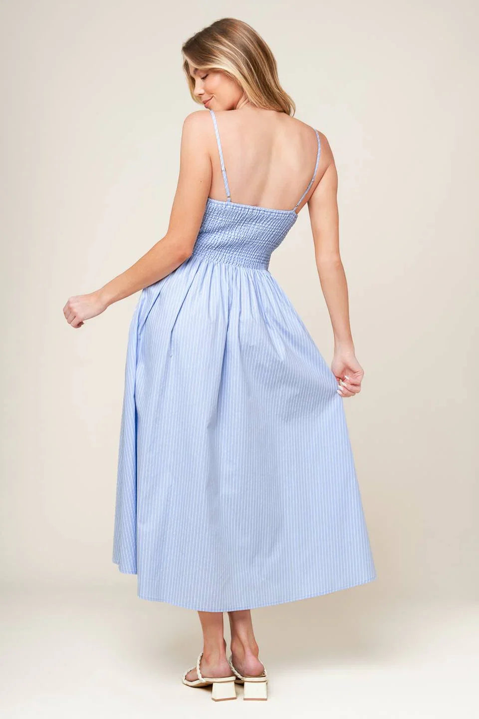 SUMMER INVITE PASTEL BLUE MIDI DRESS
