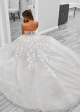 A Line Sweetheart Tulle Wedding Dresses With Slit