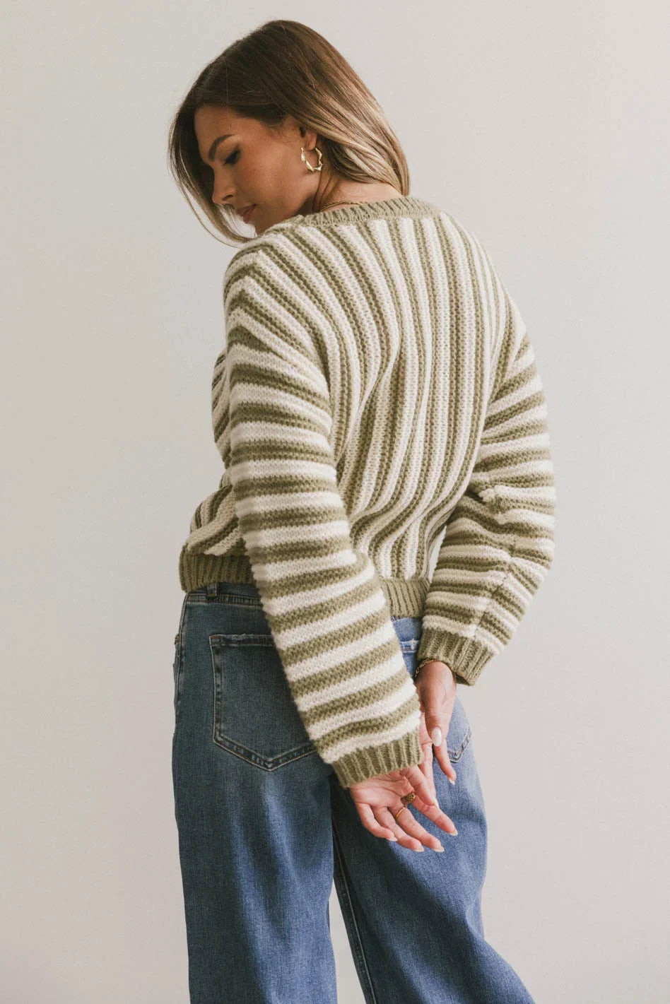 Baila Striped Sweater in Moss FINAL SALE