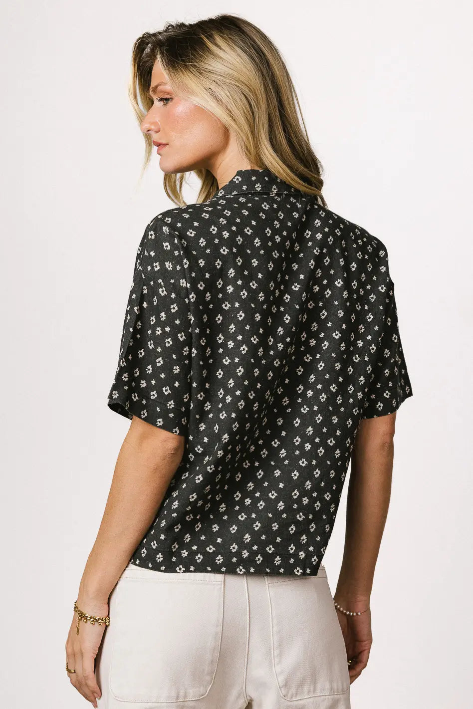 Xiomara Floral Button Up in Black FINAL SALE