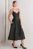 NOIR TAPESTRY NAVY GOLD MIDI DRESS