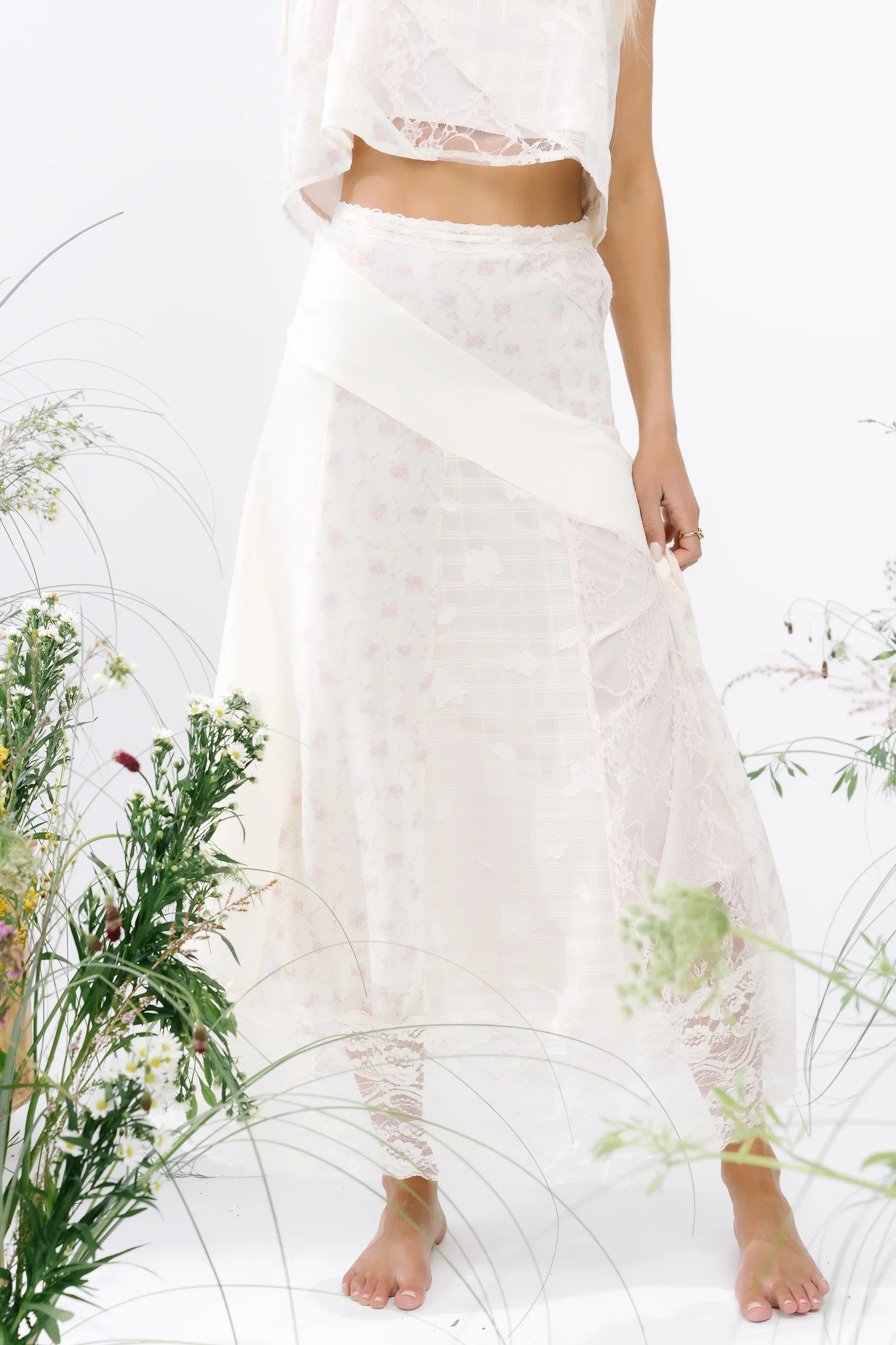 Cali Mixed Media Maxi Skirt