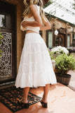 Minerva Tiered Midi Skirt in White FINAL SALE