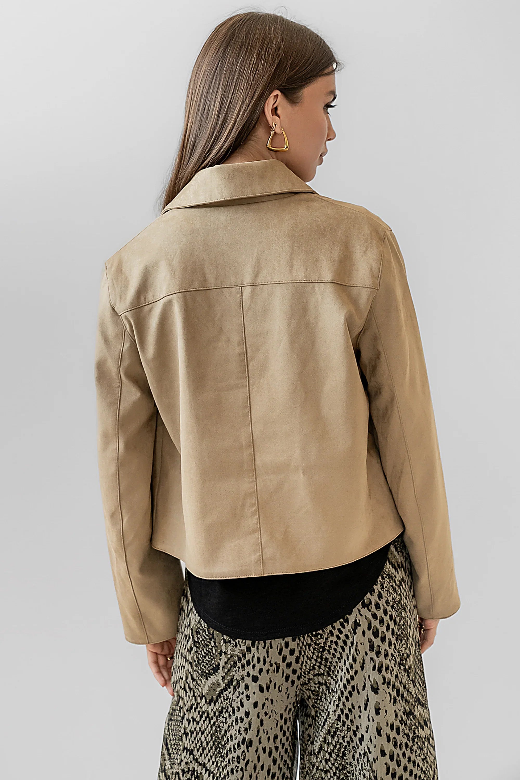 Aden Suede Jacket in Khaki FINAL SALE