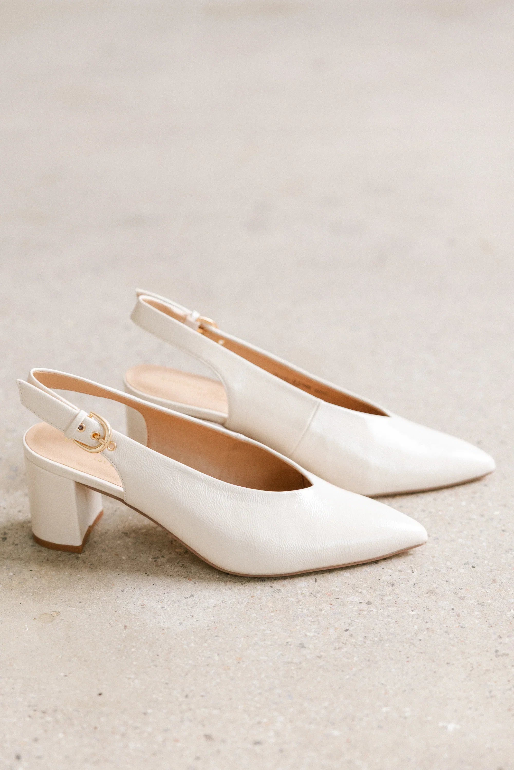 Candice Slingback Heels in Cream FINAL SALE