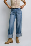 Jade Cuffed Wide Leg Jeans in Medium Wash FINAL SALE