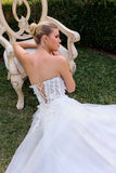 April Scoop Neck Ball Gown with Floral Appliqué Off White