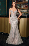 TYLER GOWN MERMAID DRESS WITH PLUNGE NECKLINE
