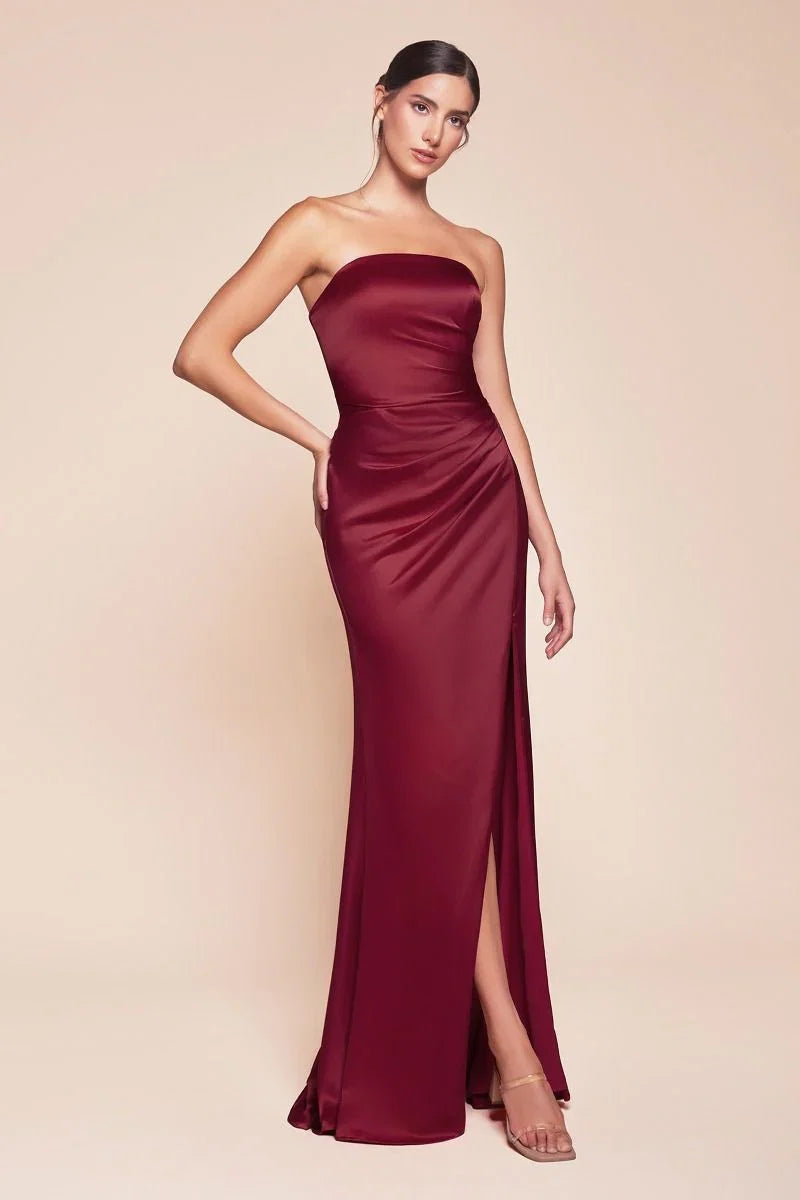 NICOLETTE GOWN STRAPLESS LUXE SATIN DRESS SCARF