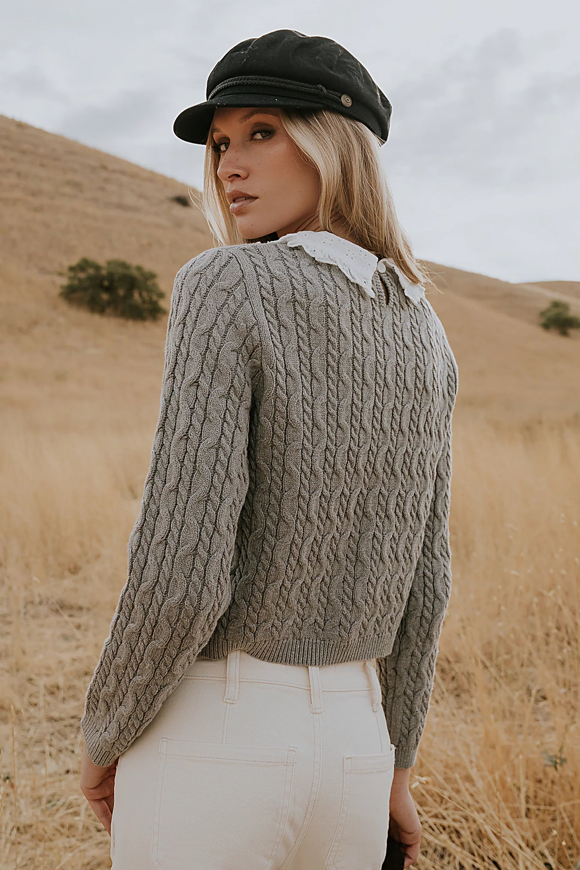 Hayley Collared Sweater in Grey FINAL SALE