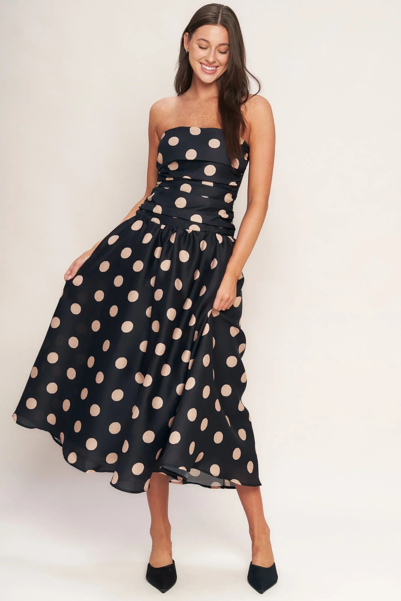 Size Medium SPOTLIGHT HOUR POLKA DOT MIDI DRESS FINAL SALE